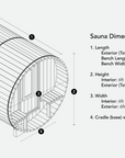 8ft Sauna | noheat | Black High Performance Metal Roof | 30" x 30" XL Rear Window | Standard Door