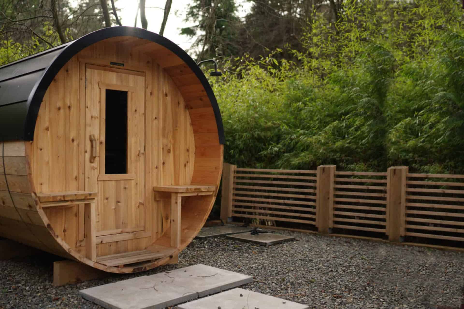 Barrel Sauna in Yard